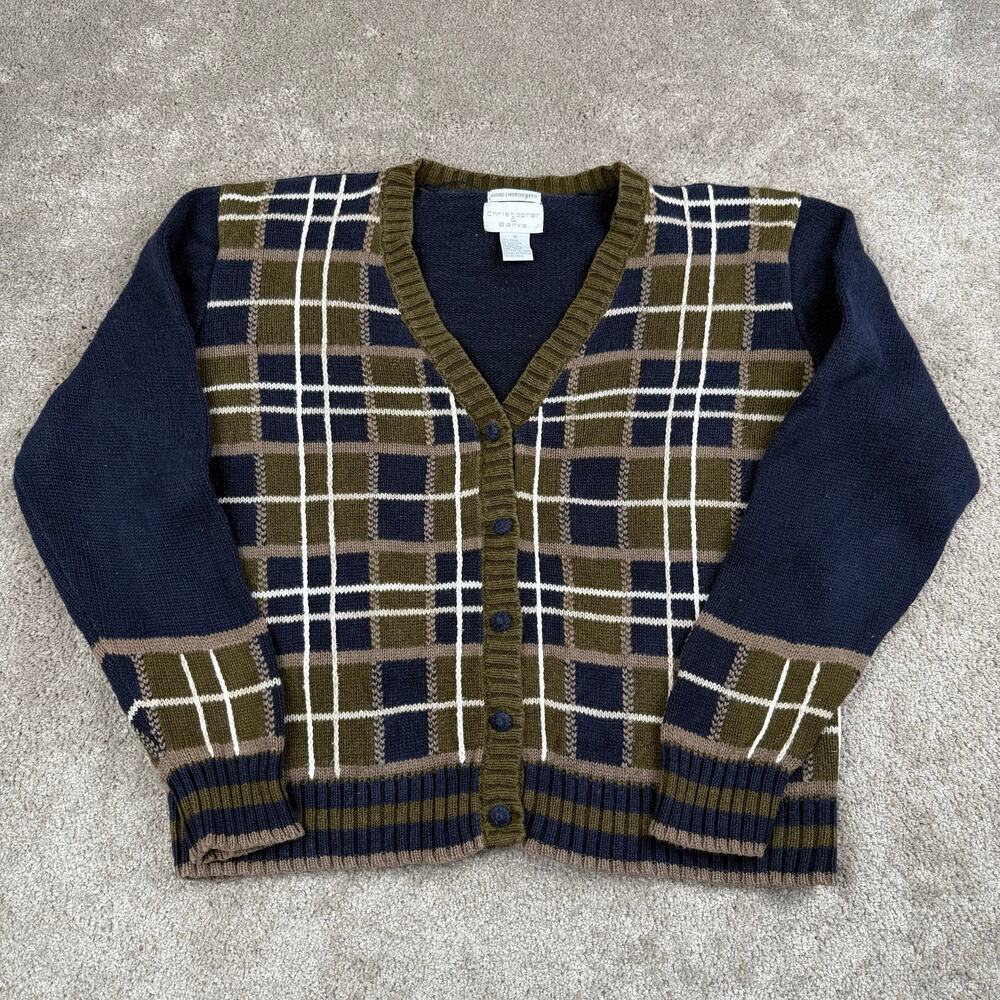 Vtg Plaid Cardigan Button Up Sweater Size M Grandma Academia Hand Embroidered